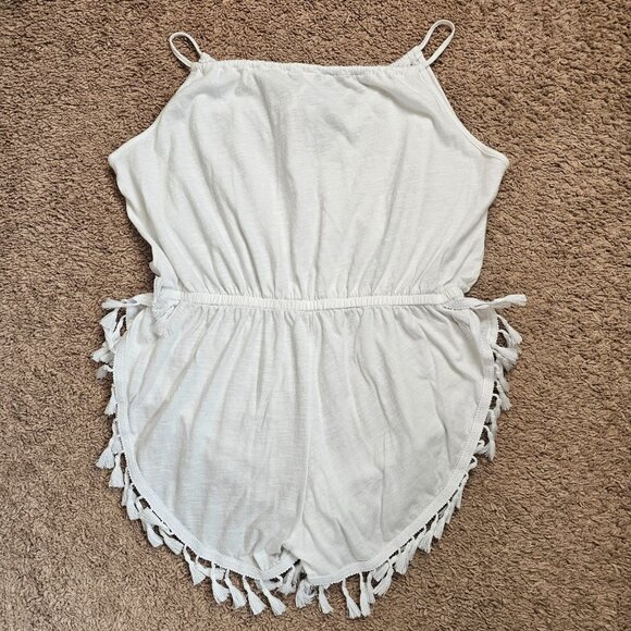 Victoria's Secret Romper Womens S Petite White Tassel Beach Cover Up Fringe Boho - Picture 2 of 8